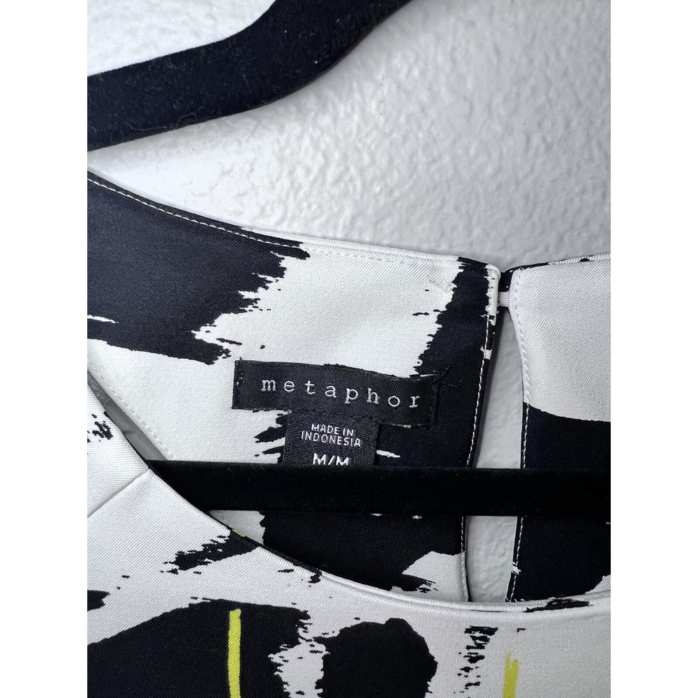 Metaphor‎ Shift Dress Abstract Mesh Black White Yellow Medium - Picture 7 of 8